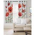 thumbnail image 2 of Red Spring Floral Blackout Curtains for Bedroom/Living Room, Thermal Insulated Kitchen Curtains, Butterfly Botanical Summer Pastoral Grommet Darkening Window Treatment Drapes 52"x63"x2, 2 of 8