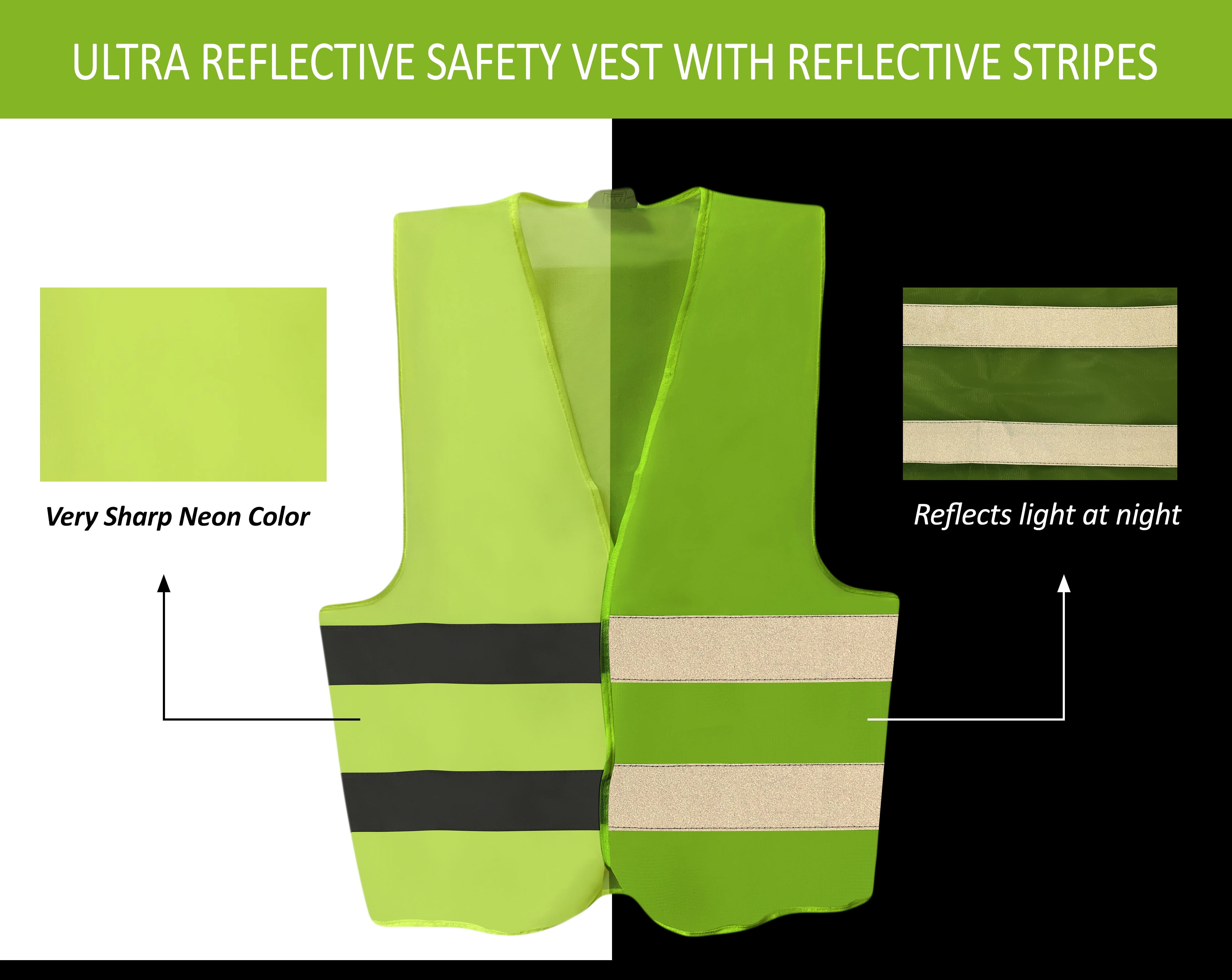 BULK LOT 100 Reflective Stripe Orange Safety Vest Universal Fit Unisex WHOLESALE 