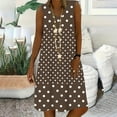 thumbnail image 2 of Feancey Boho Sundress for Women 2025 Casual Polka Dot Print Midi Dresses Summer Sleeveless V Neck Tank Dress Loose Flowy Beach Vacation Dresses Coffee S, 2 of 7