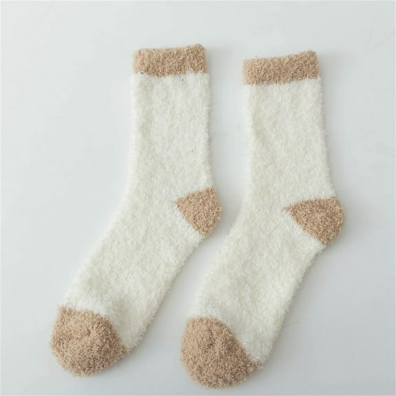 Tittly Socks for Women Stockings for Women Women's Striped Autumn And Winter Thickened Lint Sleeping Socks Long Tube Floor Socks Socks Grip Socks Slouch Socks Beige One Size