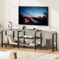 thumbnail image 1 of Yeshouse Soporte de TV con 4 estantes de almacenamiento abierto, centro de entretenimiento de la esquina con tomas de corriente, consola de medios de comunicación para la sala de estar con luces LED, 1 of 7