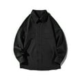 thumbnail image 2 of KeShDi Button Down Shirt Men Long Sleeve Solid Color Lapel Button Fashion Fallow T-Shirt Black XL, 2 of 4