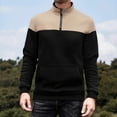 thumbnail image 2 of GuangCheng Mens Color Block Half Zip Pullover Sweatshirts,Casual Top,with Kanga Pocket,Comfort Warm Pullover Tops,Black,Size 2XL, 2 of 3