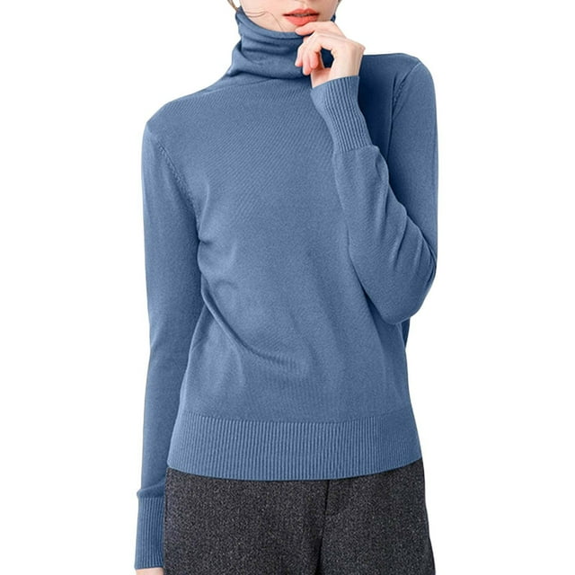 Krdevn Chandail Col Roulé en Tricot pour Femmes Ajusté Doux Chaud Hiver Décontracté Polyvalent Basique, Taille : TTG