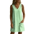 thumbnail image 7 of Stamzod Summer Dresses for Women 2026 Casual V Neck Sleevless Striped Mini Dress Beach Vacation Sundress with Pockets Mint Green D L, 7 of 7