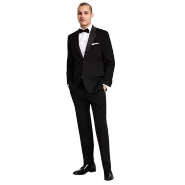 Nautica Mens Modern Fit 2 Piece Tuxedo Suit 38 R / 32 Waist Black Solid Stretch