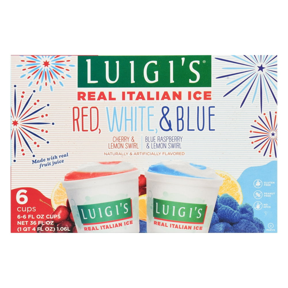 Luigi's Red, White & Blue Italian Ice (6/6oz cups)