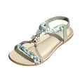 thumbnail image 5 of Modisza Open Toe Bohemia Platform Sandals Flower Ankle Strap Wedge Slide Sandal Summer Dressy Low Heels Beach Walking Shoes Blue 6.5, 5 of 6