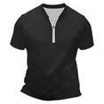 thumbnail image 5 of Mens T-Shirts with Zip Summer Plain V Neck Short Sleeve Dress Shirts Casual Tops, 5 of 5