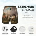 thumbnail image 5 of Fotbe Three Horses Oil Painting Men’s Swim Trunks Quick Dry Swim Shorts Board Shorts with Mesh Lining-Small, 5 of 9