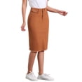thumbnail image 5 of INSPIRE CHIC Women's Jean Skirts High Waist Raw Hem Knee Length Wrap Denim Skirts Brick Red M, 5 of 7