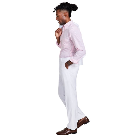 Tayion Mens Classic fit Dress Pants 46 / 32 White Solid