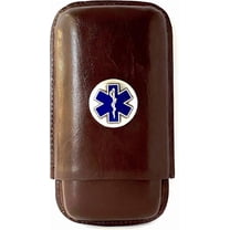 Black Leather 3-Finger Cigar Case – (EMS Star of Life)