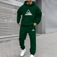 thumbnail image 2 of mihongmao Sweatsuits Men 2 Piece Outfit Men Casual Pullover Hooded Sports Print Long Sleeve Trousers Two-Piece Elastic Waist Tracksuit Green M, 2 of 5