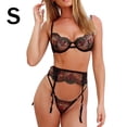 thumbnail image 1 of Traje de ropa interior sexy Traje de encaje bordado con cuello en V Traje sexy para mujer, S 3pcs / set Guardurnaity XX000120-01, 1 of 7