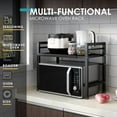 thumbnail image 3 of DOLALIKE Microwave Oven Rack, Expandable Microwave Stand Countertop Kitchen Utensils Tableware Storage, Carbon Steel Over Microwave Shelf Countertop with 3 Hooks C104, 3 of 3