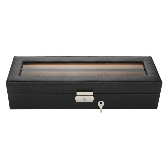 Caja de exhibición de relojes, caja de exhibición de relojes de fibra de carbono de 6 rejillas, caja de relojes, innovación moderna