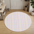 thumbnail image 3 of Round Area Rugs 4Ft, Purple Checkered Non-Slip Washable Circle Rugs Carpet, Farmhouse Art Buffalo Indoor Outdoor Rug Floor Mats Throw Runner for Bedroom Living Room Bathroom, 3 of 8