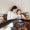 thumbnail image 4 of Homewish Vintage Pet Dog Twin Comforter Sets,Watercolor Flowers Bedding Set,White Orange,Black Reversible,2pcs,1 Comforter and 1 Pillowcase, 4 of 7