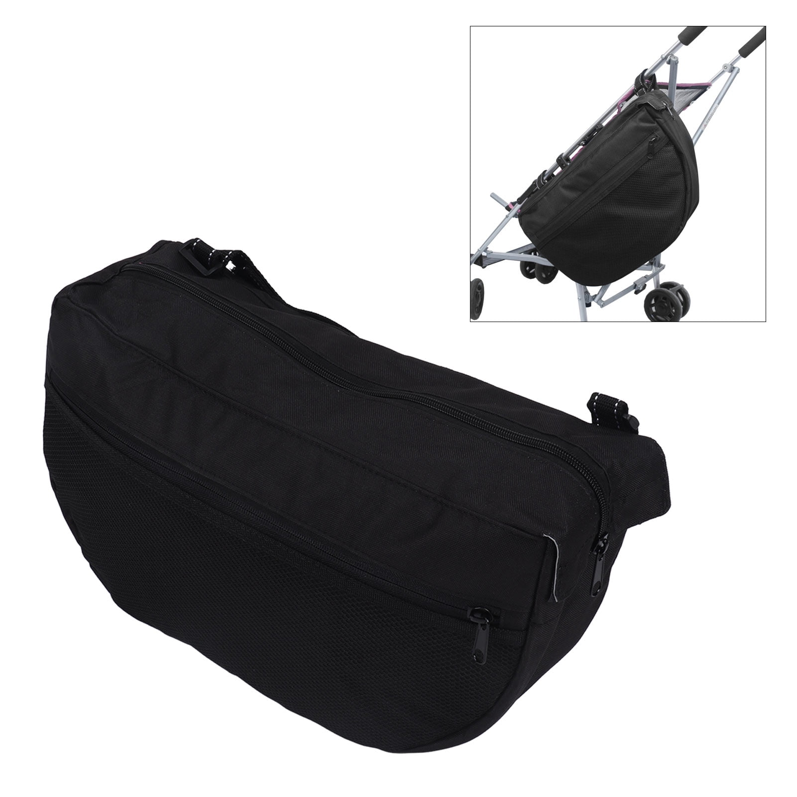 BOKYAN Universal Side Sling Stroller Saddle Bag, Waterproof Baby & Pet Stroller Organizer Accessory with Insulated Pocket, Compact Storage for Travel, 16.9 inches / 43 cm, Black