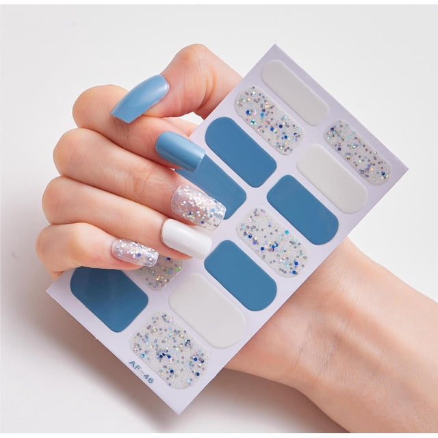 14-Piece Red Gel Nail Polish Strips Set with Nail File & Stick - Long-Lasting UV/LED Cured, Safe Waterproof Material, Easy Application & Removal for Salon-Quality Art - AF46