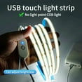 thumbnail image 2 of LED COB Light Strip Touch Dimmer Flexible Diode Tape 5V USB Linear Indoor Lighting Lamp Room DIY TV Mirror Backlight Wall Decor, 2 of 9