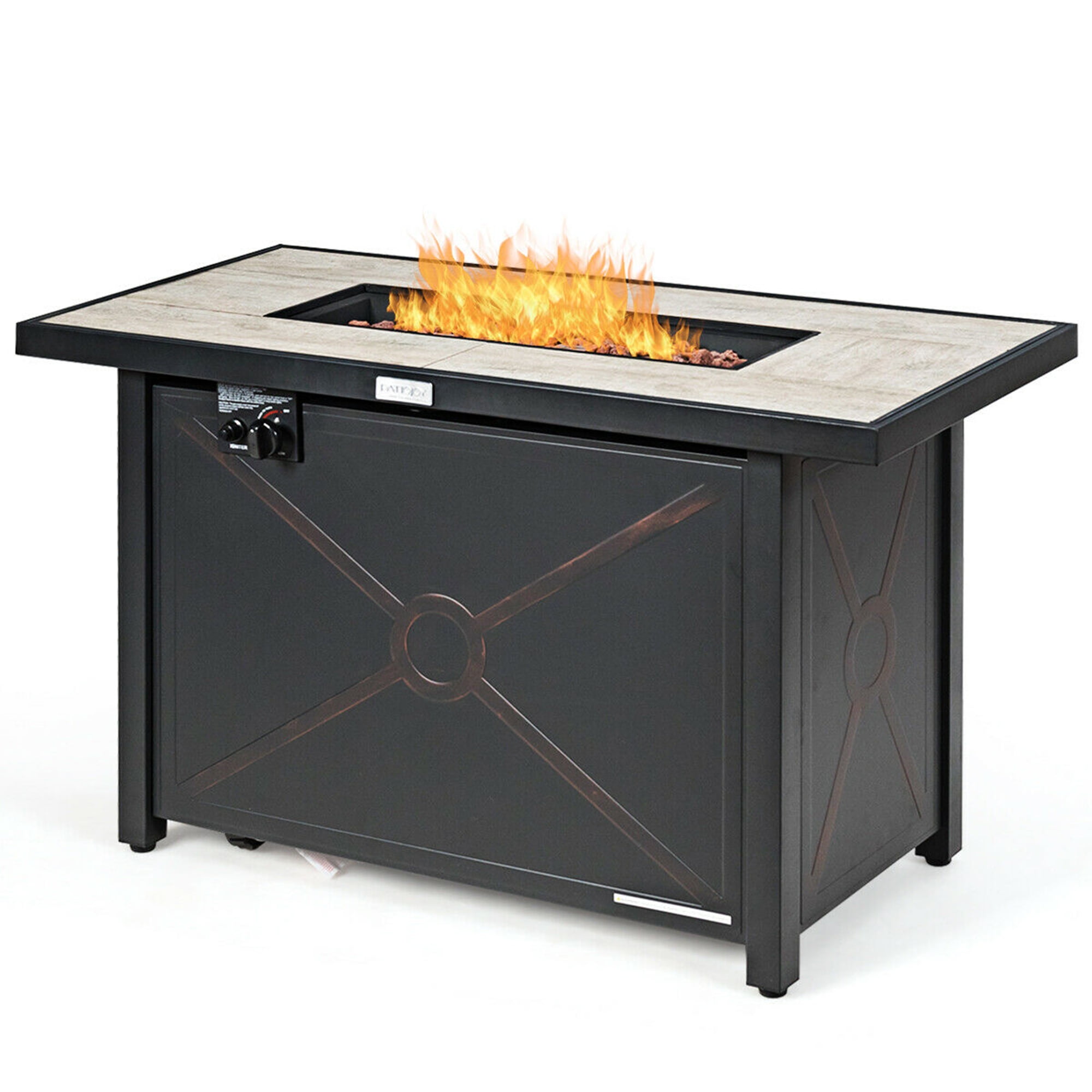 Gymax 42 Rectangular Propane Gas Fire, Do Propane Fire Pits Need To Be Covered