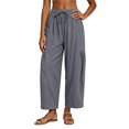 thumbnail image 2 of Women Linen Pants Wide Leg Boho Pants Loose Lightweigt Beach Palazzo Harem Pants with Pockets, L, 2 of 7
