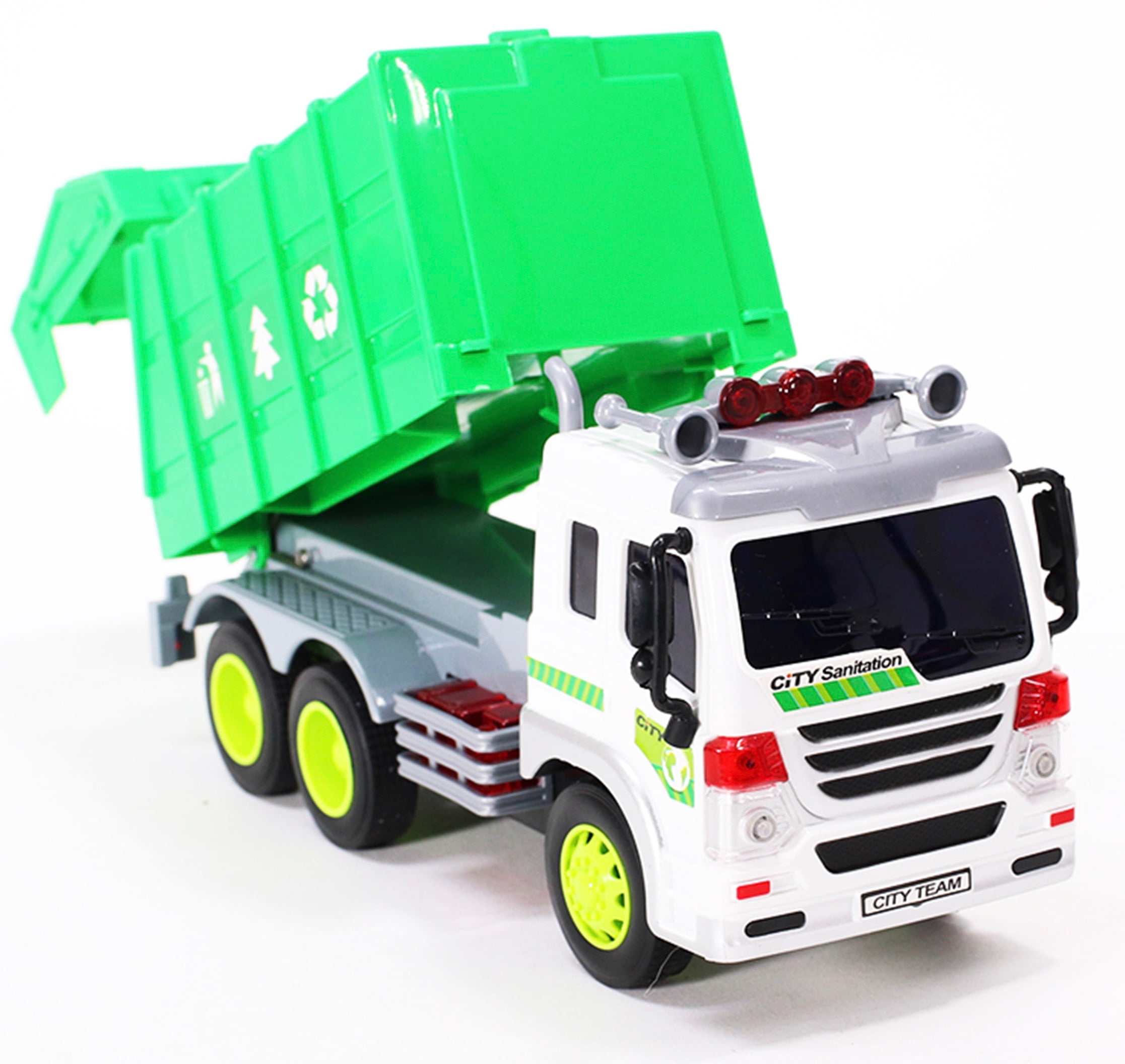 B Blesiya 1:24 Diecast Pull-Back Gliding Dump Rubbish Truck Toy Model Environment Toy 
