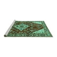 thumbnail image 2 of Ahgly Company Machine Washable Indoor Round Medallion Turquoise Blue Traditional Area Rugs, 7' Round, 2 of 4