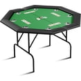 thumbnail image 1 of Table de Poker avec Pattes en Métal, Table de Poker Octogonale 8 Porte-Gobelets en Acier Inoxydable, Table de Jeu de Blackjack avec Barre Coussinée Résistante à l'Eau, 1 of 7