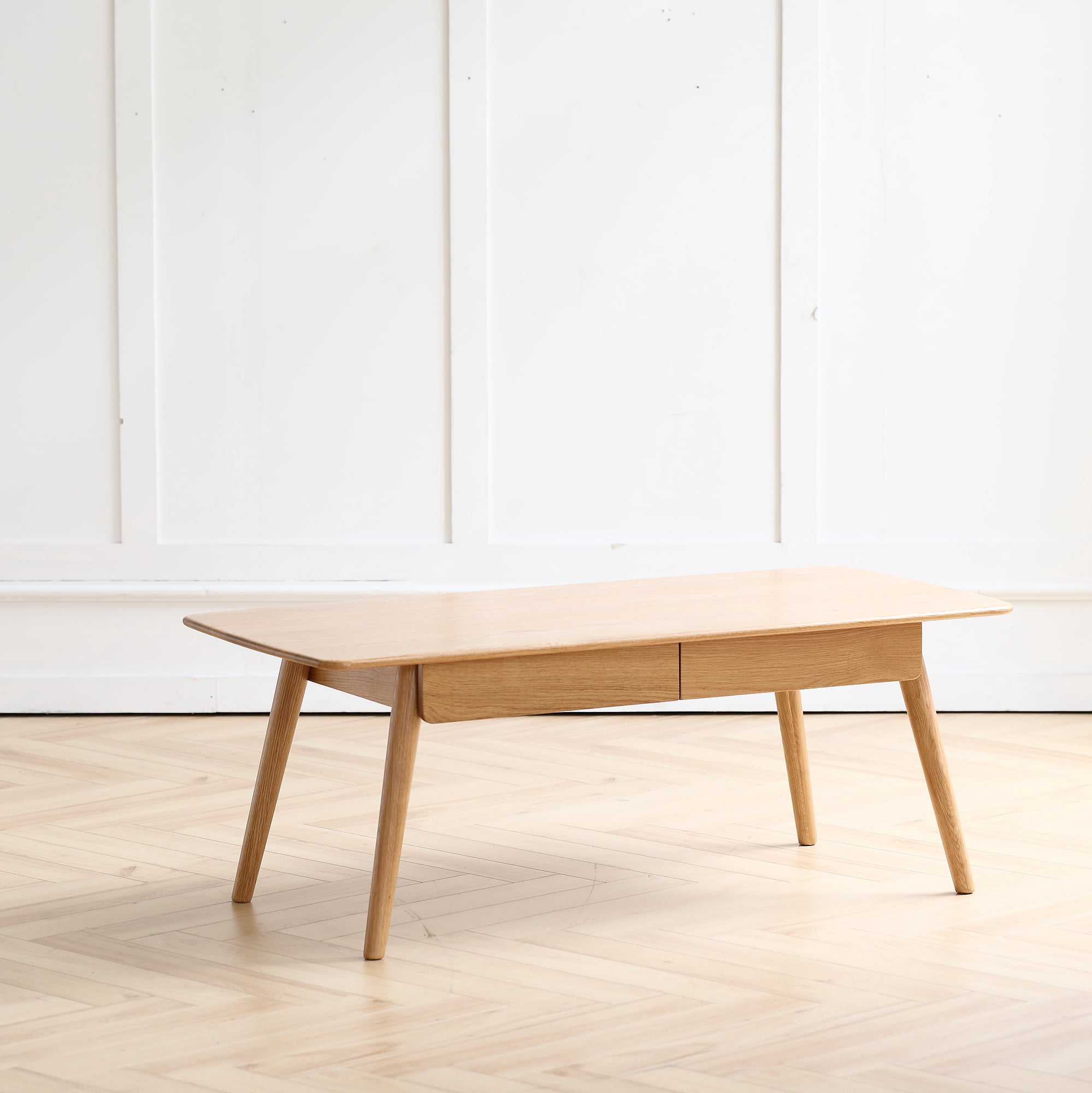 MAYEERTY Solid Wood Coffee Table – Natural Oak with Storage Shelf, Easy Assembly, Study Desk & Work from Home Desk