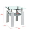thumbnail image 4 of JERFIT Modern White End Table with Clear Glass Top and Frosted Shelf, 24 Inch Square Nightstand or Accent Table for Living Room, Bedroom, 4 of 4
