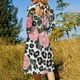 thumbnail image 5 of Pink Roses Leopard Print Fabric Dress Summer Dresses Woman Street Style Big Size Casual Dress, 5 of 9