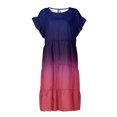 thumbnail image 4 of Puntoco Vestido De Manga Corta Con Cuello En V, Vestido De Verano Para Mujer, Cuello Redondo, Estampado Casual, Manga Corta, Vestido Con Volantes, Color Morado L, 4 of 4