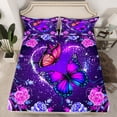thumbnail image 2 of Homewish Kids Children Floral Flying Butterflies 4pcs Bed Sheets,Chic Flowers Rose King Sheets,Bling Starry Sky Glitter Super Cozy Sheet Set,Ultra Soft Home Decor, 2 of 7