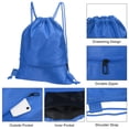 thumbnail image 4 of Uxcell Drawstring Backpack Bags Drawstring Gym Bag with Zip Pocket for Women Men Blue, 4 of 5