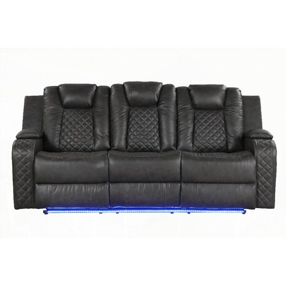 Modern Gray Faux Leather Power Reclining Sofa for Living Room (220×80×75cm)