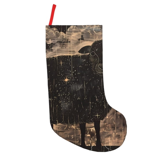 Defioc Starry Night Black Sheep for Christmas Stockings 18" Personalized Holiday Stocking for Family, Farmhouse Decor, Xmas Tree Decoration, 1 Pack