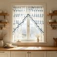 thumbnail image 4 of Naittoop Victorian Floral Lace Swag Valance Curtain Semi Sheer Embroidered Window Drape with Beaded Tassels No Punching Triangle Design for Kitchen Bedroom and Cafe 39*98 in Blue, 4 of 6