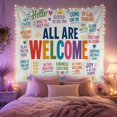 thumbnail image 2 of Welcome Collage with Hello Text, Joyful Retro Style for Aesthetic Decor Lovers, Inclusive Wall Decor, Housewarming Gift, Tapestry Wall Hanging for Entryway and Living Room, 2 of 7