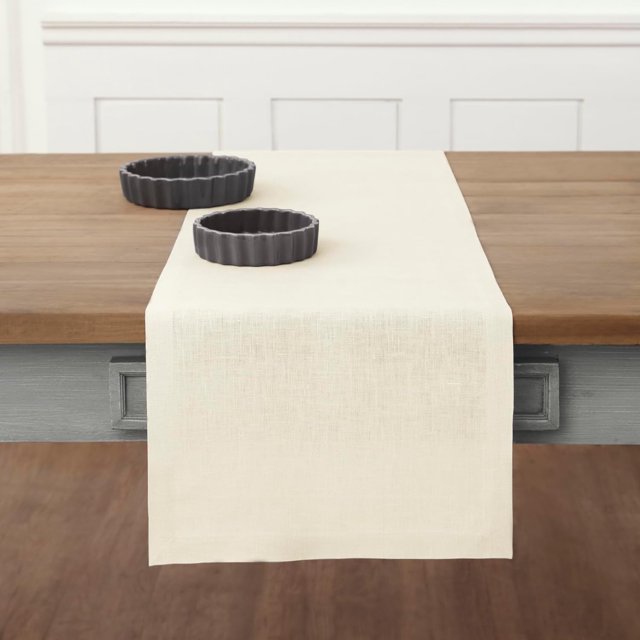 Solino Chemin de Table Ivoire 60 Pouces - 100 % Lin Pur Petit Chemin de Table 14 x 60 Pouces Idéal pour Commode et Tables Basses - Été - Fête