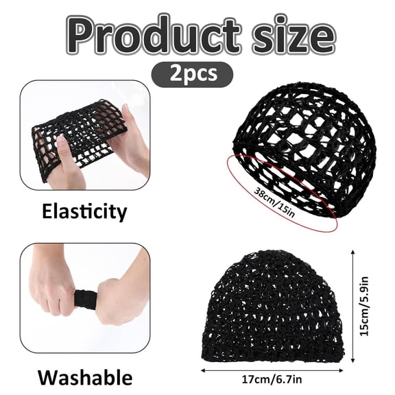 FGERFE-2PCS Hair Nets For Sleeping, Crochet Hair Net, Silk Press Wrap For Hair, Hair Wrap Net, Sleeping Hair Wrap Caps For Hair Silk Press Tidy Women Sleeping