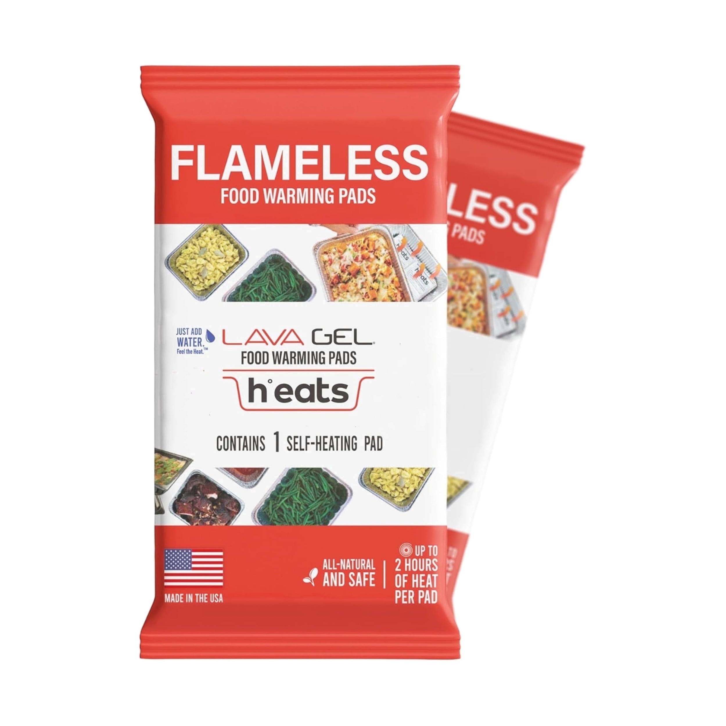 (2 pack) Lava Gel Flameless Food Warming Pads, Half Size 8.5 x 10", Portable Self-Heating Disposable Food Warmer, Pack of 2
