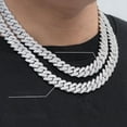 thumbnail image 2 of Men's Cuban Link Chain Curb Necklace: 1pc Hip Hop Style Faux Diamond Cuban Link Chain - Ideal Gift Option for Any Occasion - Comes with Gift Box Included, 2 of 9