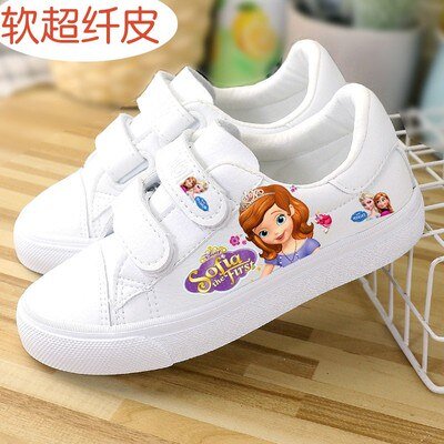 Zapatos de lona para niños de Disney, zapatos bajos para niñas de frozen elsa, zapatos informales antideslizantes transpirables de otoño de PU, plantilla de 26 CM y 19-24 meses Gao Jinjia LED