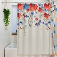thumbnail image 3 of Blue Red Flowers Small Stall Shower Curtain, Waterproof Shower Curtains for Bathroom, Elegant Spring Floral Butterfly Rustic Washable Fabric Bath Curtain for Bathtub with Hooks 36x72 Inches, 3 of 9