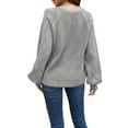 thumbnail image 6 of Seyurigaoka Women's Long Sleeve V Neck Open Front Cardigan Outwear Solid Button Down Soft Ribbed Knitted Cardigan Sweater, 6 of 9