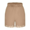 thumbnail image 6 of Byworldtasic Womens Shorts Womens Y2K High Waisted Linen Dressy Casual Pleated Wide Leg Summer Shorts with Elastic Waist, 6 of 7