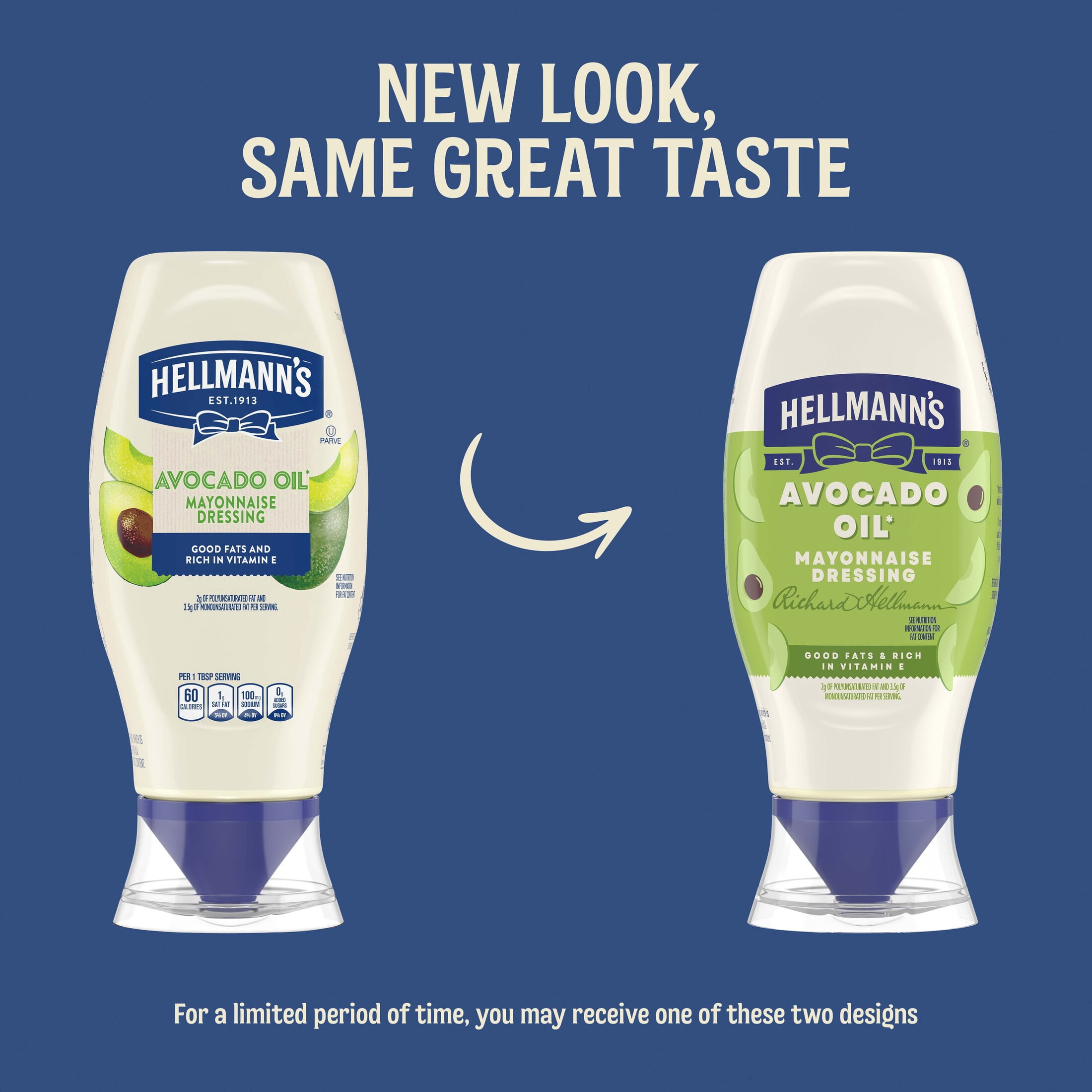 (2 pack) Hellmann's Avocado Oil Mayonnaise Dressing Condiments, 11.5 fl oz Squeeze Bottle